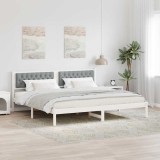 vidaXL Cadru de pat Gri deschis 200 x 200 cm Lemn de pin masiv 3394237
