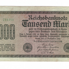 Bancnota Germania 1000 mark/marci septembrie 1922, seria verde