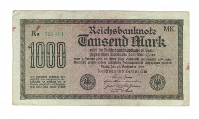 Bancnota Germania 1000 mark/marci septembrie 1922, seria verde foto