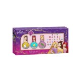 Set manichiura pentru fetite, 3 lacuri de unghii si modele de lipit pe unghii, Printesele Disney