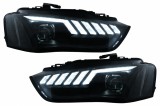 Faruri LED DRL Audi A4 B8.5 Facelift (2012-2015) Negru Semnal Dinamic Performance AutoTuning, KITT Lightning