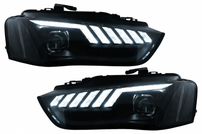 Faruri LED DRL Audi A4 B8.5 Facelift (2012-2015) Negru Semnal Dinamic Performance AutoTuning