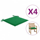 Perne scaun de grădină, 4 buc., verde, 50x50x3 cm, textil, vidaXL