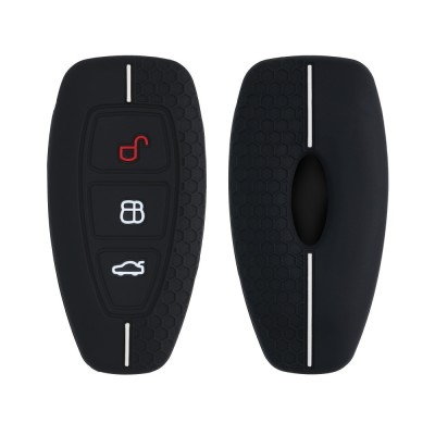 Husa Cheie Auto pentru Ford - 3 Butoane - Keyless Go, Silicon, Negru, 53133.03 foto