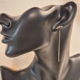 Cumpara ieftin Cercei placati cu aur , model fir prin ureche, 3 stelute decorative pe lob