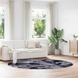 Covor Shaggy Gri Inchis 240x240cm Poliester, Gramada Mare, Antialunecare