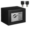 Seif Negru Electronic cu Chei, Montaj Podea/Perete, 17x17x23cm, Otel