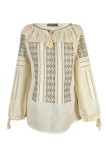 Bluza dama tip ie 124, bej/maro , marimea L, Casual, Bumbac