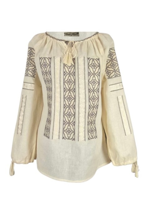 Bluza dama tip ie 124, bej/maro , marimea 2XL