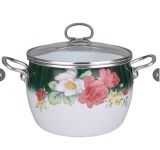 Cumpara ieftin Cratita emailata 3.4l, 20cm, capac din sticla yena Bohmann, model trandafiri