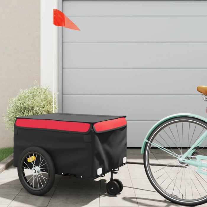 vidaXL Remorcă pentru biciclete, negru și roșu, 45 kg, fier 94104