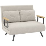 HOMCOM Canapea Pat de 2 Locuri cu Spătar Reglabil pe 5 Nivele și 2 Perne din Material Capitonat, 102x73x81 cm, Negru | Aosom Romania