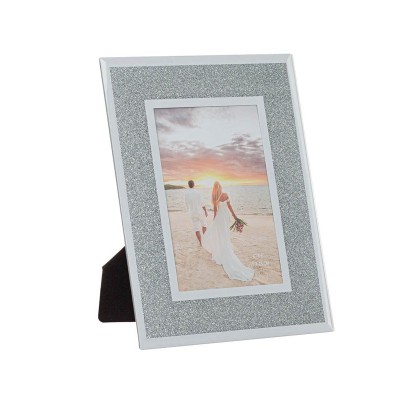 Rama foto 10x15 cm, cu margine oglinda, Argintiu, Sticla, ATU-086221 foto