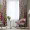 Set draperii dim-out model floral cu rejansa din bumbac tip fagure, Madison, 150x210 cm, densitate 700 g/ml, Liatris Gladiolus, 2 buc