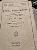Legea Cooperatiei 1929, Alcalay - Carte Veche, Bibliografie, Coperti Brosate - 102 Pagini