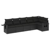 Cumpara ieftin Set mobilier de gradina cu perne, 6 piese, negru, poliratan