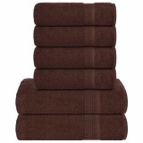 vidaXL Set prosoape 6 piese maro 360 g/m&sup2; 100% bumbac