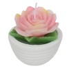 Lum&acirc;nare Decorativă, Trandafir, Ghiveci Ciment Alb, Diametru 7 cm, &Icirc;nălțime 6.5 cm, Multicolor, Oem