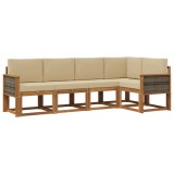 vidaXL Set de canapele de exterior 5 pcs Natural și Bej Poliester 3385209