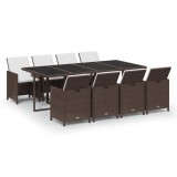 Cumpara ieftin Set mobilier de gradina cu perne, 9 piese, maro, poliratan