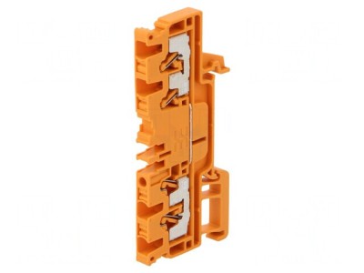 Conector de șine 2,5mm&amp;sup2; 4 borne portocaliu TS35 foto