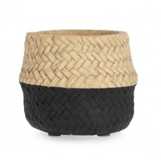Ghiveci flori ciment natur negru Brazil 10x8 cm