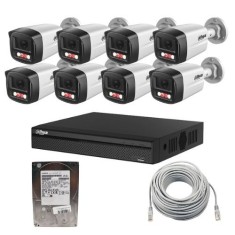 Sistem supraveghere IP Dahua, 8 camere 2MP IR 30m PoE microfon, NVR 8 canale 8MP, HDD 1TB SafetyGuard Surveillance