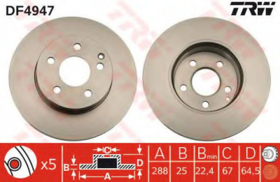 Disc frana MERCEDES C-CLASS T-Model (S204) (2007 - 2014) TRW DF4947 foto