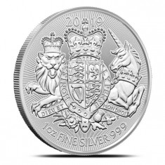 Moneda argint 999 lingou, The Royal Arms 2019 1 uncie = 31 grame foto