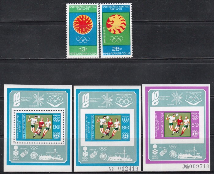 Bulgaria 1973 -Congresul Olimpic, Varna,Serie+3 Colite DT+NDT, Cota 155 Euro,MNH