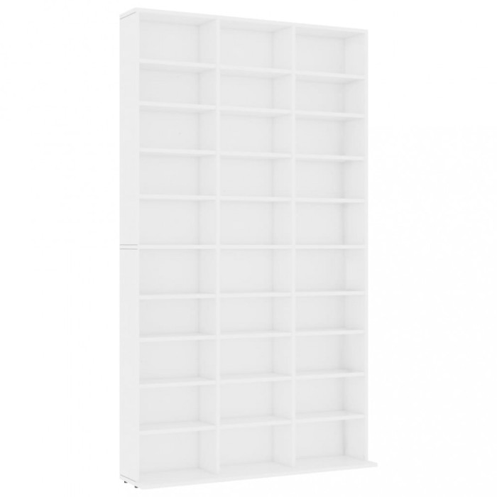 Dulap pentru CD-uri, alb, 102x16x177,5 cm, lemn compozit