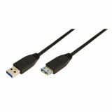 Cablu Logilink CU0043, USB 3.0 AA tata/mama, 3m, Negru