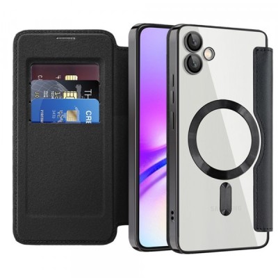 Husa MagSafe pentru Samsung Galaxy A05 A055, Techsuit, SmartMag Book, Neagra foto