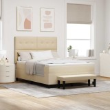 vidaXL Pat cu arcuri cu headboard Crem 140 x 190 cm țesătură 3344070