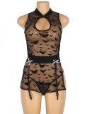 Eross babydoll Bat Pattern XS/S Black