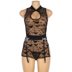 Eross babydoll Bat Pattern XS/S Black