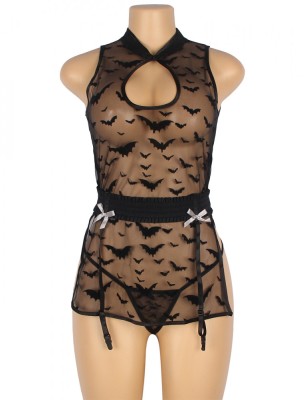 Eross babydoll Bat Pattern XS/S Black foto