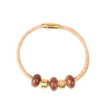 Bratara din pluta cu detalii aurii si ceramica maro