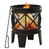 vidaXL Vatră de foc rustică, cu vătrai, &Phi;42x54 cm, oțel 313637