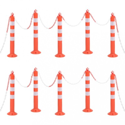 Borna de control trafic cu lant, 10 buc., 75 cm, PE foto