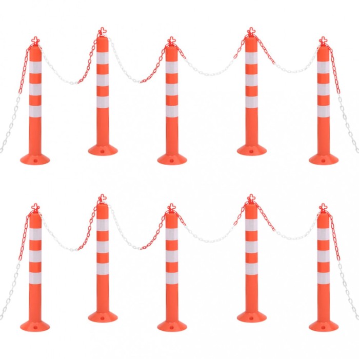 Borna de control trafic cu lant, 10 buc., 75 cm, PE
