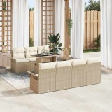 vidaXL Set de canapele pentru grădină cu pernă 8 pcs Bej Rattan poli