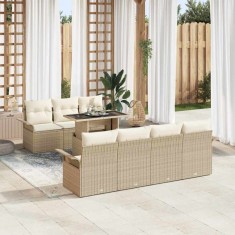 vidaXL Set de canapele pentru grădină cu pernă 8 pcs Bej Rattan poli 3356964