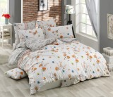 Cumpara ieftin Lenjerie de pat din bumbac 100%, dubla, cu 2 fete de perna, Valentini Bianco, Model Adalia