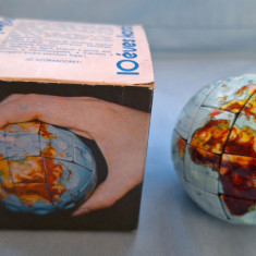 Globul pământesc tip Rubik jucarie veche anul 1984, Puzzle maghiar Lemezarugyar