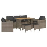 Cumpara ieftin Set mobilier gradina cu perne, 6 piese, gri, poliratan