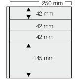 Set 5 folii albe, Garant, cu 3 buzunare de 42 x 250 mm si 1 de 145 x 250 mm