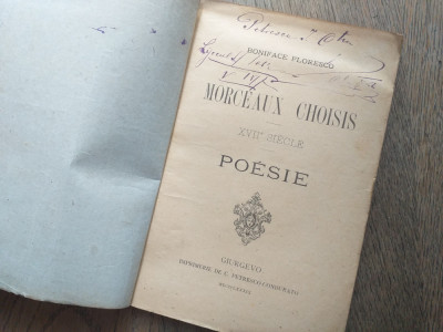 Bonifaciu Florescu - MORCEAUX CHOISIS POESIE,1889 / FIUL LUI N.BALCESCU foto