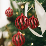 Set decorațiuni pom de Crăciun - ornament roșu strălucitor - 7 cm - 6 buc / pachet