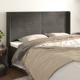 VidaXL Tăblie de pat cu aripioare gri &icirc;nchis 183x16x118/128 cm catifea